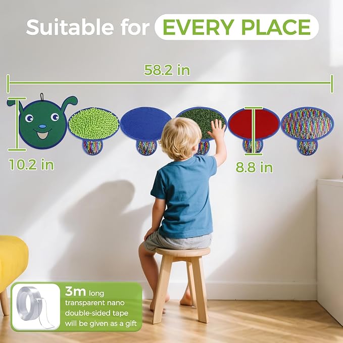 EKEEP Sequin Sensory Wall Panel for Toddlers and Children - Montessori Busy Board, Sensory Toys Pads for Kids with Autism, Autism Toys for Kids Aged 3-12 Sensory Room Must Haves - Caterpillar