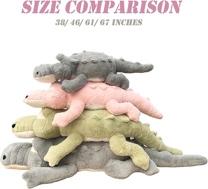 Hofun4U Alligator Plush Pillow, 61 inch Alligator Stuffed Animal, Home Decoration Christmas Valentine’s Birthday Gift for Boys Girls Adults Kids (Grey)