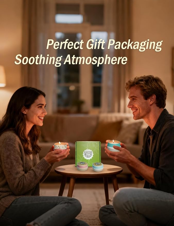 Candle Set 4 Pack Candles- Scented Candles Gift Set for Home, Long-Lasting Ambiance for Living Room & Bedroom, Small Candles Aromatherapy Gifts for Women