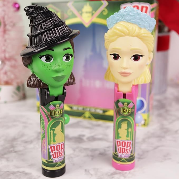 Limited Edition Wicked Pop Ups Gift Set, Individually Wrapped Suckers with Character Lollipop Holders, Artificial Dye Free, Strawberry Flavored, 1.41 Ounces