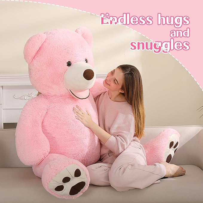 MaoGoLan Giant Pink Teddy Bear 5 Foot Stuffed Animal - Adorable Smiling Face Large Teddy Bear Plush - Life Size Teddy Bear Gift for Valentines,Anniversary,Birthday