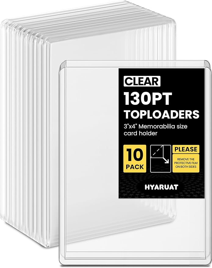 130pt Top Loaders for Cards, 3x4 Real Thick Holder with Protective Film, Toploader Card Protectors Hard Plastic, 10-Count