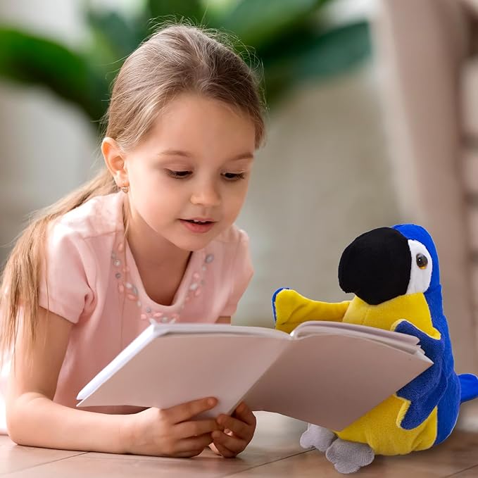 Blue Macaw (Parrot) - Reversible Stuffed Animal, Small Plushies - Soft & Cuddly Plushie - Sensory Toy, Eco Friendly, Educational - Egg to Blue Macaw - kids Pushies – Coloring TAG - Gift for All Ages