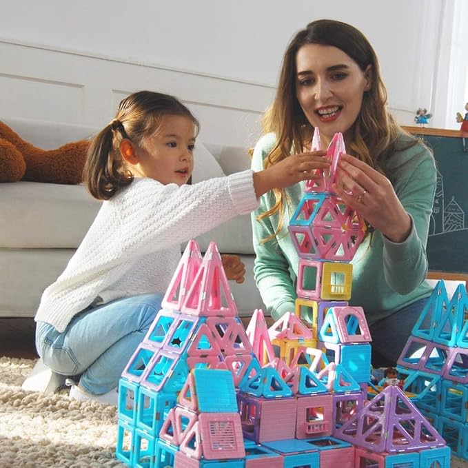 MAGBLOCK Magnetic Building Blocks Set, Upgraded Magnetic Tiles Toys for 3 4 5 6 7 8+ Year Old Girls, 103pcs Magnet Toys for Toddlers Boys and Girls 3-5