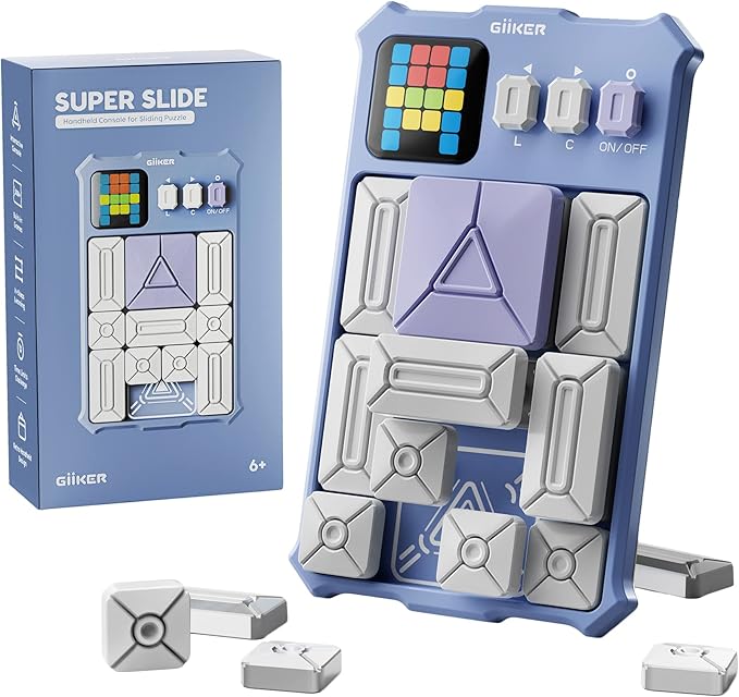 GiiKER Super Slide Puzzle Games, Original 500+ Challenges Brain Teaser Puzzle, Toys for Kids, Travel Games Birthday Gifts Easter Stocking Stuffers for Boys Girls, Activities for Road Trips - Lavender