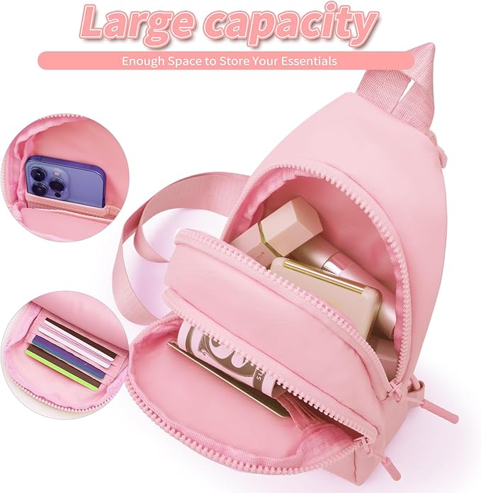 Birthday Gift for 5 6 7 8 9 10 11 12 13 14 15 16 Year Old Girls Fanny Pack Crossbody Bags for Women,Cute Trendy Stuff - Peach,L