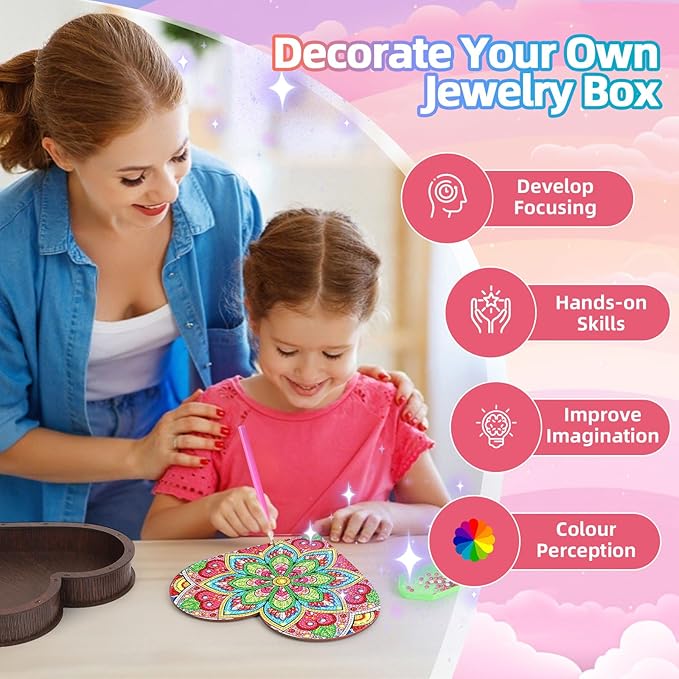 Diakud Diamond Painting Kit for Kids Ages 8-12 Jewellery Box Arts and Crafts Toys for 7 8 9 10 11 12 13 Year Old Girls 8-10 Years Old Birthday Gifts Ideas Craft Activities for Teen Girl Age 6-8