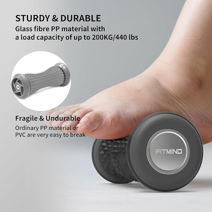 Foot Roller Massager for Plantar Fasciitis Relief, Portable Silent Deep Tissue Massager Tool for Arch and Heel Pain-Black