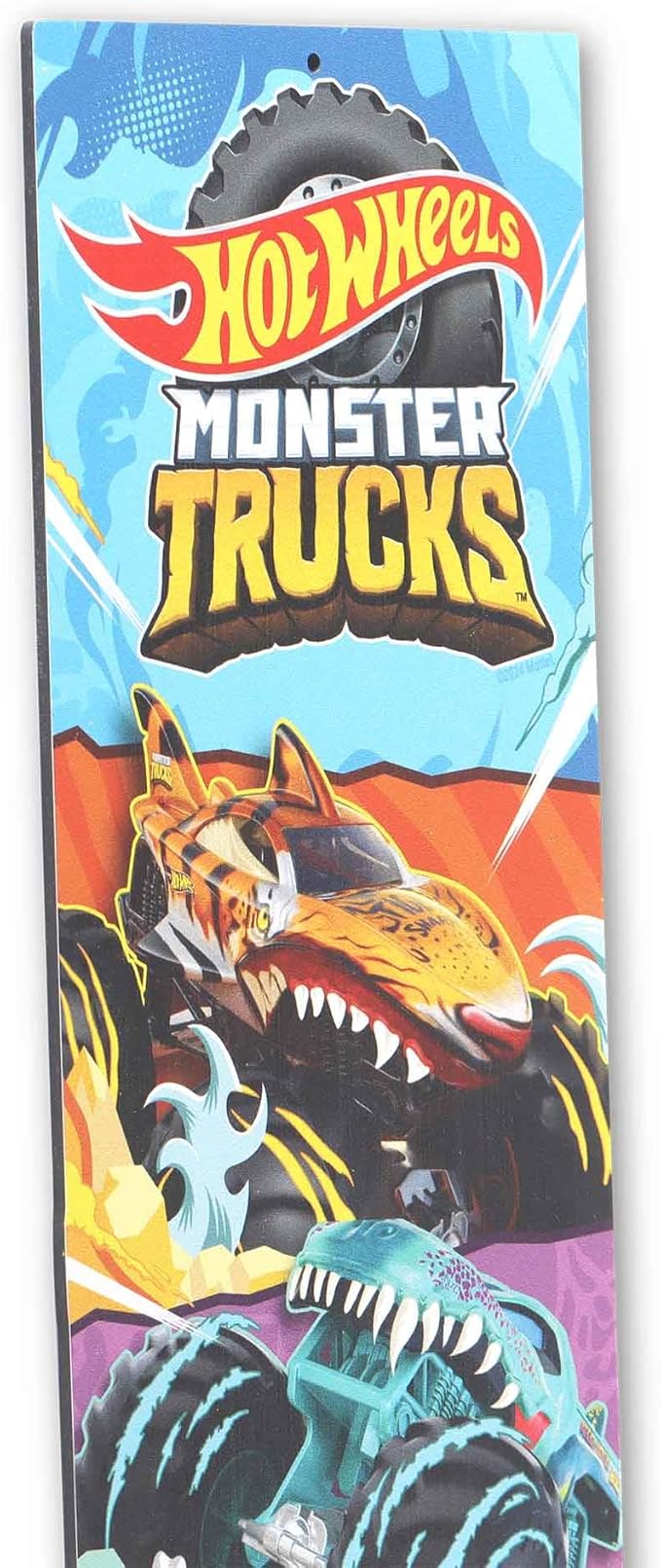 Hot Wheels Monster Trucks Vertical Metal Sign - Fun Hot Wheels Wall Decor for Kids' Bedroom or Play Room