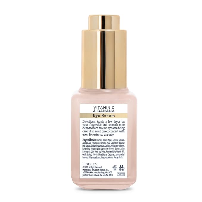 Findley Vitamin C & Banana Brightening Eye Serum – Targets Fine Lines & Dark Circles, Hydrating & Nourishing Formula, Anti-Aging (1 Fl Oz)
