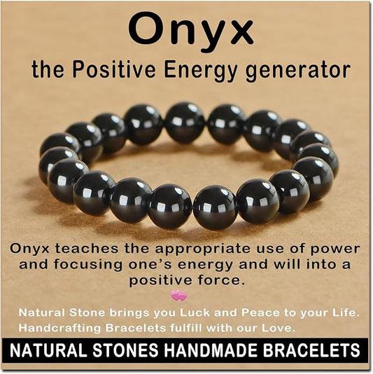 AD Beads Handmade Gemstone Stretch Elastic Bracelet Crystal Healing Reiki Nature's Beauty and Spiritual Essence Unisex