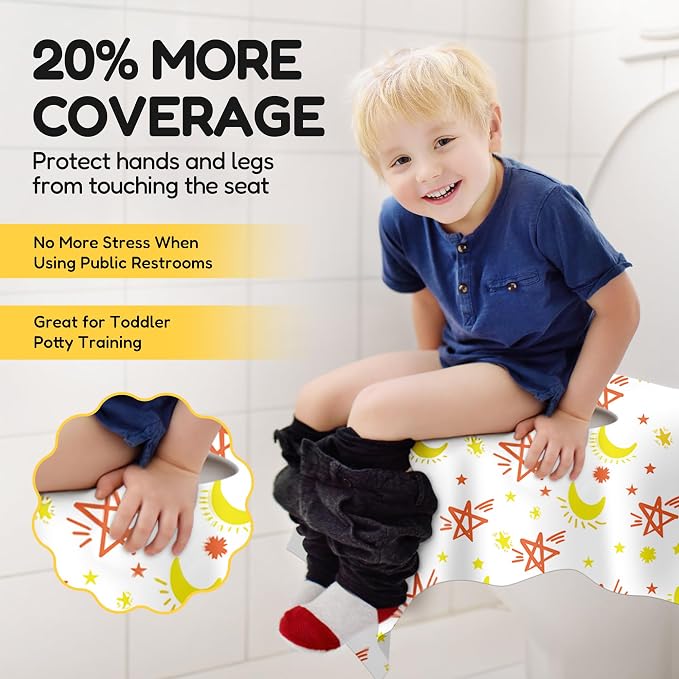 20 Pack Toilet Seat Covers for Kids, Toilet Seat Covers Disposable -Extra Large, Waterproof, Individually Wrapped, Portable Travel Pack for Toddlers Potty Training, Public Restroom, Airplane, Trip