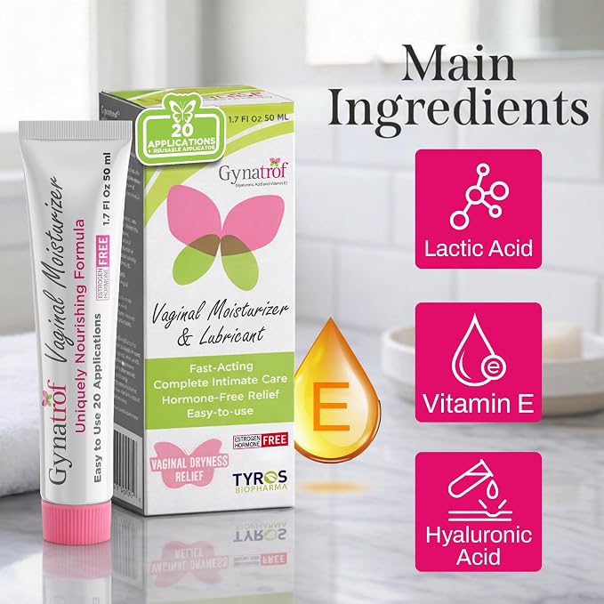 Gynatrof Vaginal Moisturizer for Dryness, Hormone-Free (HA & Vit E)