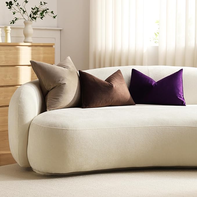 Throw Pillow Covers 18x18 Taupe: Pack of 2 Cozy Soft Velvet Square Modern Luxury Decorative Throw Pillow Cases for Sofa Couch Living Room Bed Home Decor