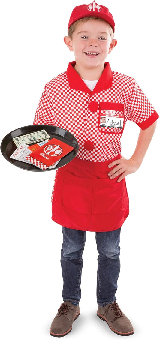 Melissa & Doug Server Role Play Costume Dress-Up Set with Realistic Accessories