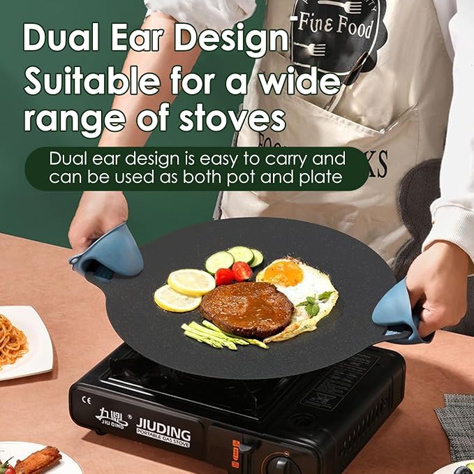 Korean Grill Pan,Round Premium BBQ Grill Pan,Non-stick Griddle Plate for Gas Stove Indoor Outdoor Camping Party(33cm)
