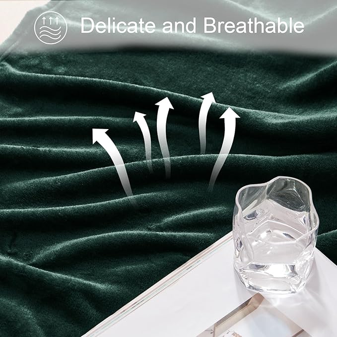 Exclusivo Mezcla Soft Fleece Blanket Queen Size for Bed, Forest Green | 90x90 Inches, Double-Sided Brushed Flannel, Lightweight Plush Cozy Blanket for Home Decor, All Season, Machine Washable