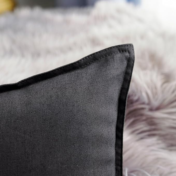 Jeanerlor 26"x26" Decorative Cotton Linen Couch Throw Pillow Case Cool Durable Classy Euro Sham Comfortable Cushion Cover for Wedding Party Gift/Car(65 x 65cm) Dark Grey