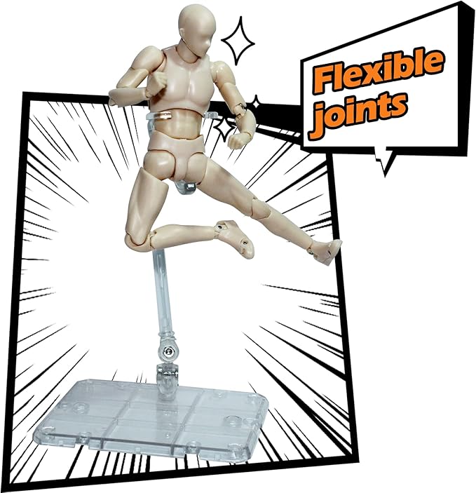 AXITWXIT Action Figures Body-Kun DX & Body-Chan DX PVC Figure Model Drawing for S H Figuarts with Box for Artists (Skin Color, Male)