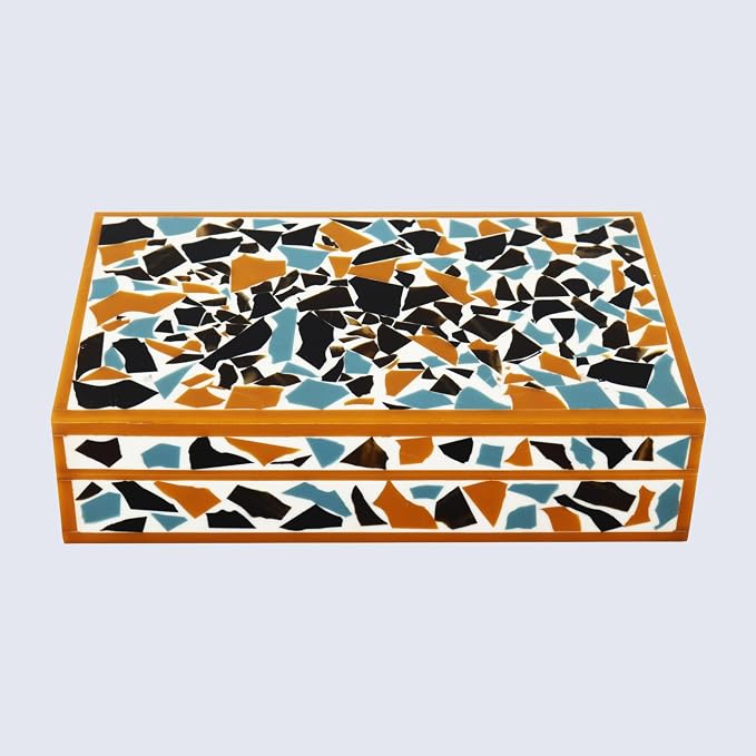 Handicrafts Home Decorative Storage Box 10x6 – Remote Organizer Box with Lid, Modern Decorative Keepsake Box, Boho Shelf Décor, Memory Box for Photos or Letters, Decorative Box for Table Décor