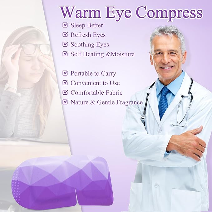 16Packs Steam Eye Mask, Heated Eye Mask for Sleeping, Warm Compress for Eyes, Self Heating Disposal Steam Mask for Home Sleep, Office, Spa, Travel Essentials Mothers Day Gifts (Lavender)
