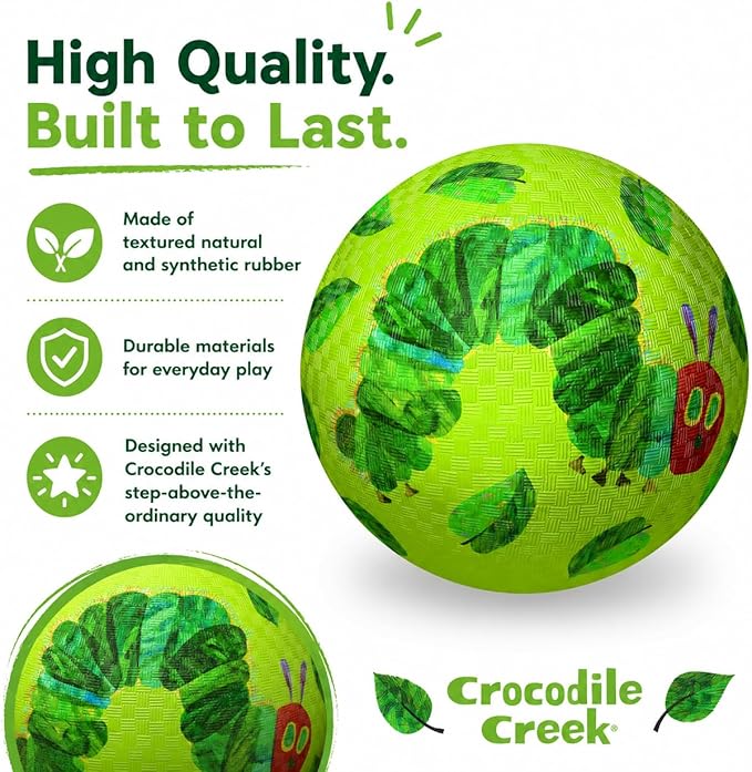 Crocodile Creek Playground Ball - Durable Rubber Ball for Kids Ages 3 and Up - Bouncy Inflatable Ball for Kickball, Indoor Games, and Outdoor Sports - PVC-Free