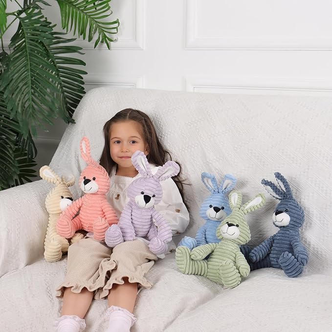 Apricot Lamb Toys Plush Corduroy Rabbit Bunny Stuffed Animal Soft Cuddly Perfect for Child （Purple Bunny,8.5 Inches