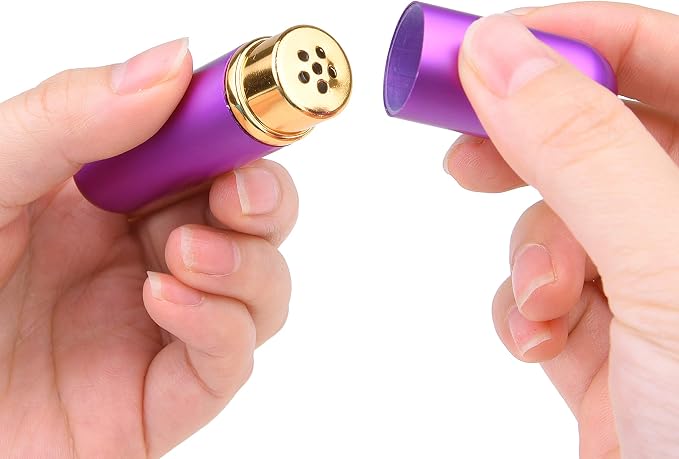 Kare & Kind Inhaler Tubes- Aluminum and Glass - for DIY Essential Oil Aromatherapy Use - Refillable - 5 Elegant Inhaler Tubes, 25 Wicks, 1 Opening Tool, 78 writable Stickers, 2 Mini droppers