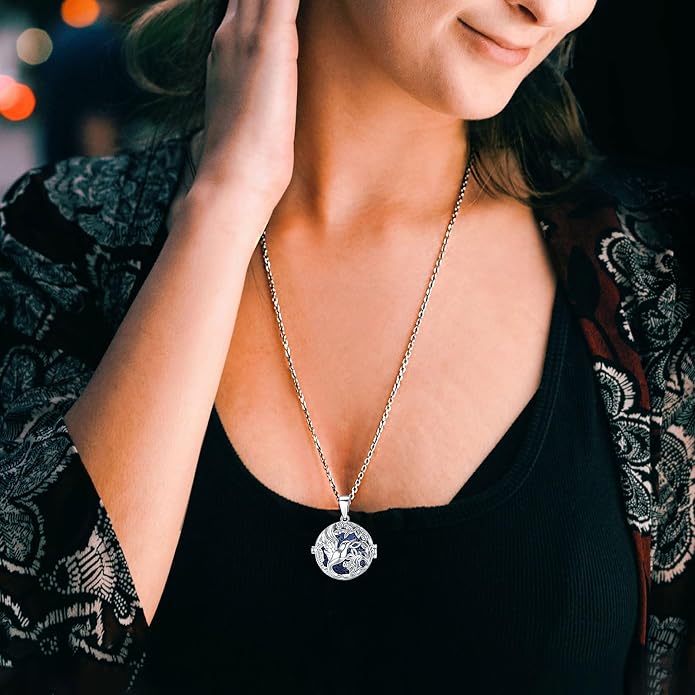 INFUSEU Aromatherapy Gifts Essential Oils Diffuser Jewelry for Women, Cute Animals Pendant Necklaces, 7 Lava Rocks Stones, 24" Chain