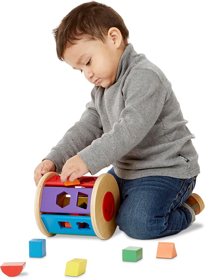 Melissa & Doug Match and Roll Shape Sorter - Classic Wooden Toy