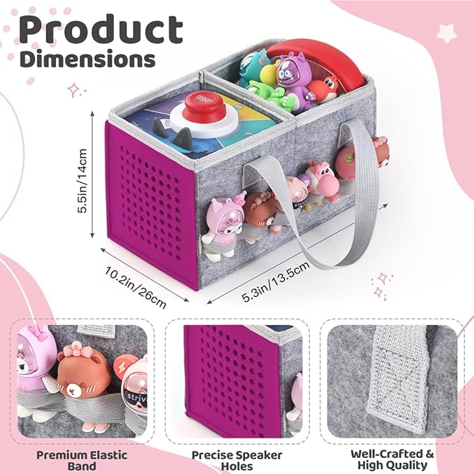 PISOSN Carrying Case for Toniebox Starter Set and Tonies Figurines, Travel Felt Cloth Musical Toy Folding Bag for Toniebox 2 & Accessories (Purple)