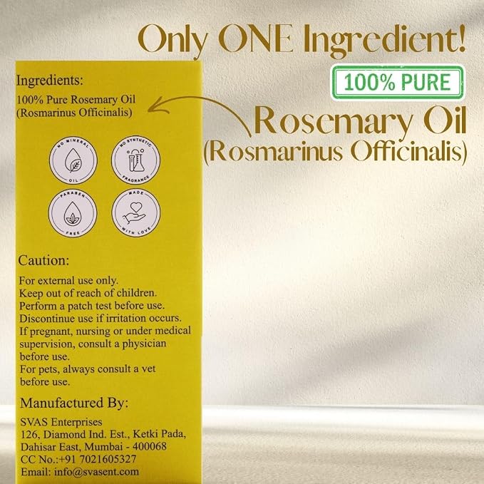 Rosemary Essential Oil | 100% Pure & Undiluted | Steam Distilled | for Hair & Scalp Rituals, Aromatherapy & Diffuser | 1 fl oz (30 mL)