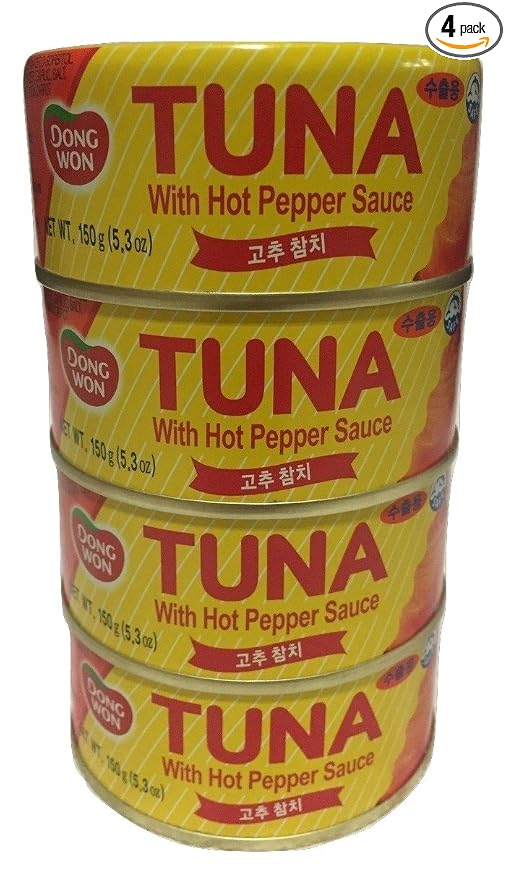 Dongwon, Tuna With Hot Pepper Sauce, 5.29 Ounce 4-cans