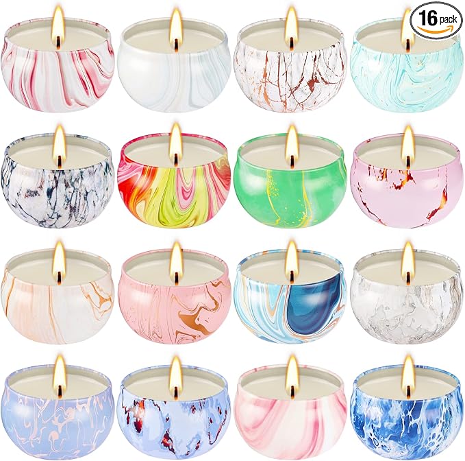 16 Packs Fragrance / Aromatherapy Candle Gift Set For Mom | Woman , 2.5oz, For Home Scented Bath Yoga, Natural Soy Wax, Mothers Day, Birthday, Valentine's Day