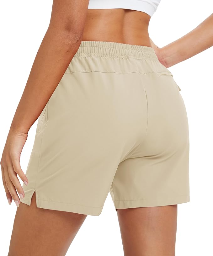 MAGCOMSEN Women's 5" Hiking Shorts UPF 50+ Quick Dry Lightweight Athletic Running Golf Summer Casual Shorts with Pockets