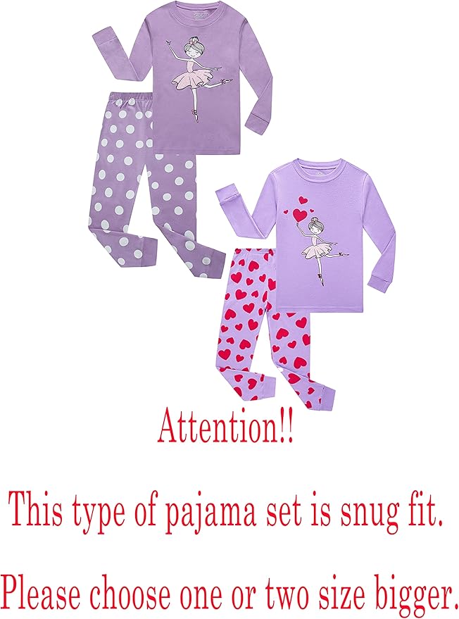 Family Feeling Kids & Toddler Girls Boys Pajamas 2 Piece Pjs Set 100% Cotton Sleepwear