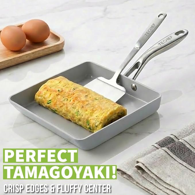 TECHEF - CeraTerra Ceramic Nonstick Tamagoyaki Japanese Omelette Pan/Egg Pan Skillet, (PTFE, PFAS, and PFOA Free), Induction-Ready, Made in Korea