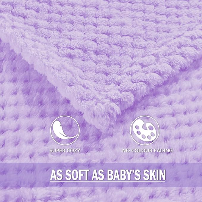 Exclusivo Mezcla Large Waffle Fleece Throw Blanket for Couch, Light Purple | Lightweight Soft Blanket for Sofa, Bed, Living Room, Plush Fluffy Throw for Home Decor, Travel, All Season, 50x70 Inches