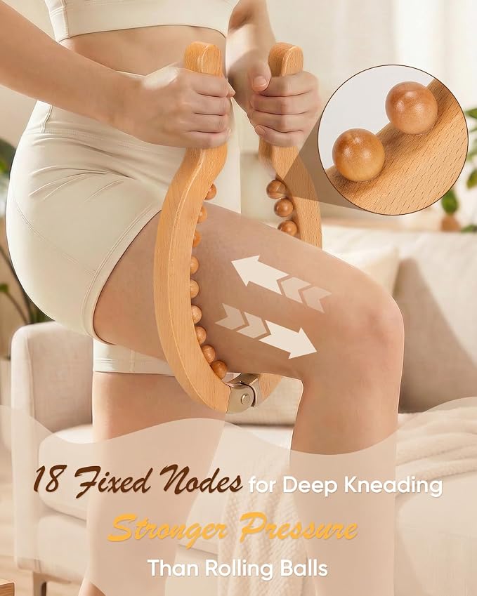 ONUEMP Wooden Cellulite Cellulite Massage Tool for Legs, Wood Therapy Maderoterapia Kit Colombiana for Lymphatic Drainage, Body Sculpting, Skin Tightening, Fascia Massage Muscle Roller