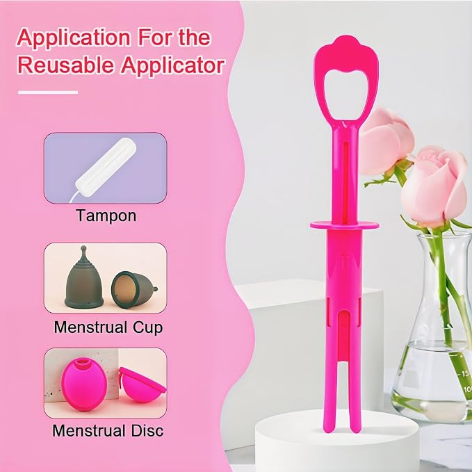 1 Menstrual Cup & Applicator Set - Softest Reusable Menstrual Cup - Inserts and Removes Like a Tampon - Made Easy - Every Woman Can Now Use Menstrual Discs