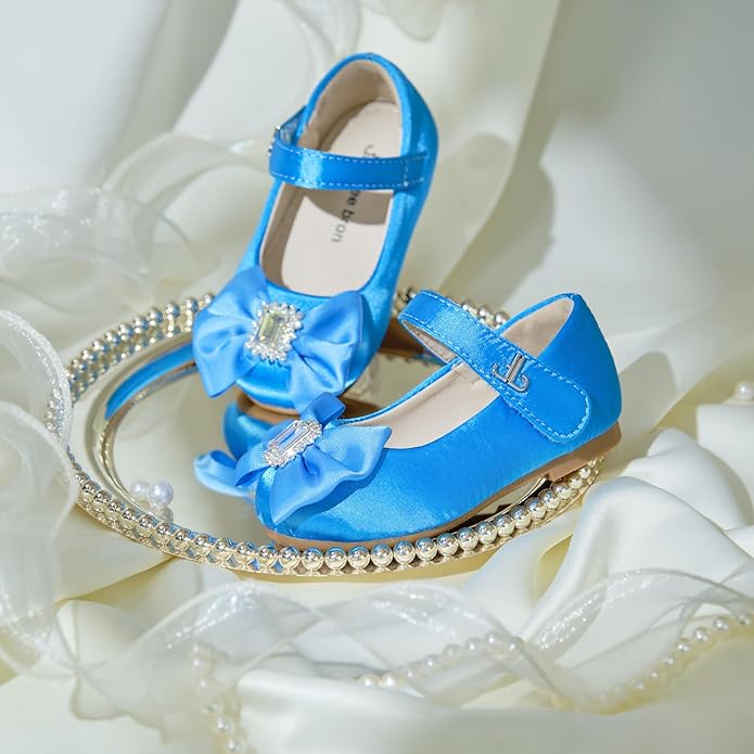 THEE BRON Mary Jane Ballet Flats - Girls' Dress Shoes with Hook & Loop Closure