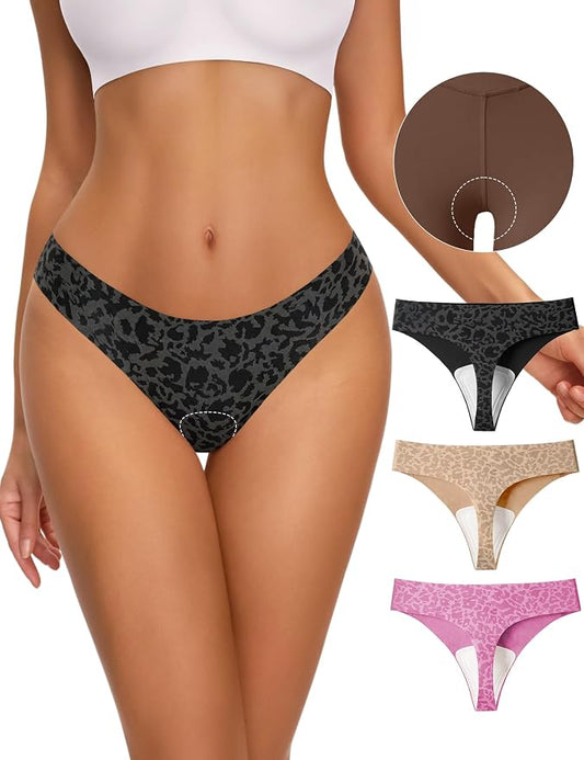 NIASOUL Thongs for Women Seamless Thong Panty Liners No Show Breathable G-Strings Workout Underwear
