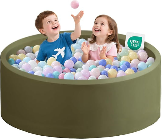 Ball Pit for Toddlers 47.24''x15.75'' Baby Ball Pit Soft Foam Ball Pits Round Lagre Kids Ball Pits Indoor Kids Play Ball Pool Ideal Gift for Children (Sagegreen, NO Balls)