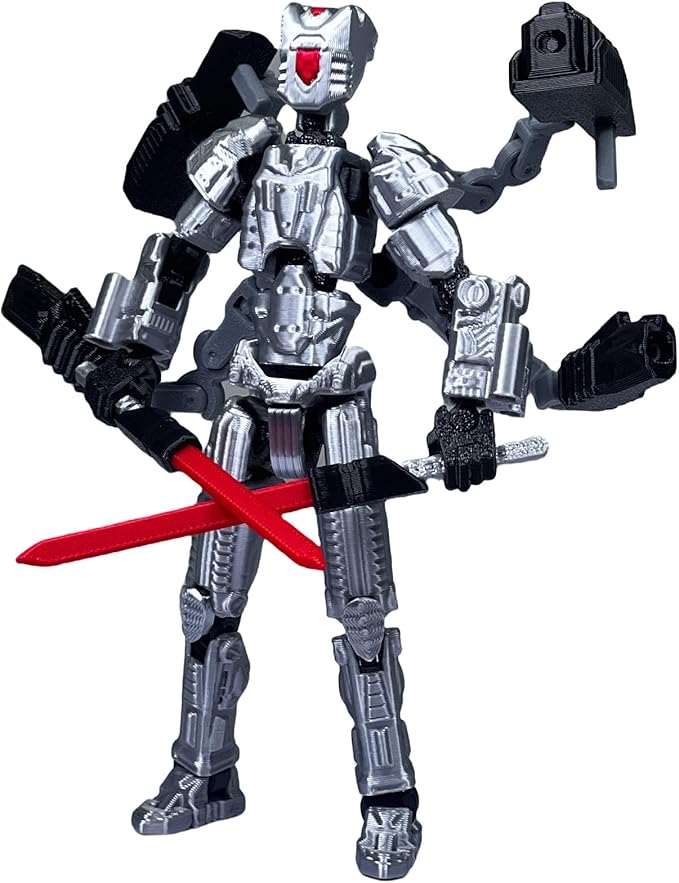 Assembly Completed T13 Action Figure,3D Printed Multi-Jointed Movable, Nova 13 Action Figures Desktop Decorations for Game Lovers Toy (Grey)