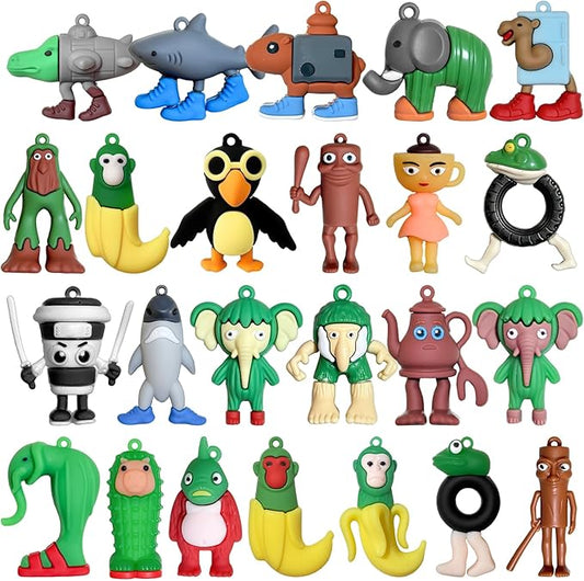 24PCS Italian Brainrot Action Figure,Tralalero Tralala Figures Toys,Brainrot Meme Shark Collectible Animals Figurine Doll Gifts for Fans