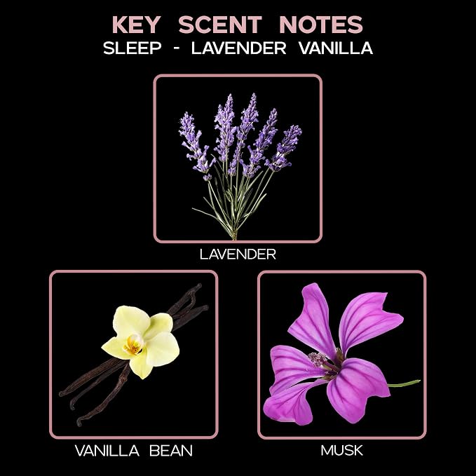 Reed Diffuser Set, Sleep Lavender Vanilla Scented Oil Diffuser with Sticks, Home Fragrance Accessories for Bathroom Shelf Decor, Aroma Diffusers for Home or Office Desk, USA Made