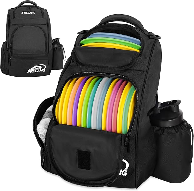 Disc Golf Bag Holds 10-25+ Discs, Disc Golf Backpack, Large Capacity Golf Bags with Mutiple Pockets, Disc Golf Accessories or Great Gifts for Men (Black)