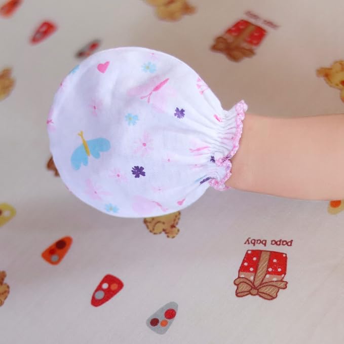 RATIVE Baby Mittens Newborn No Scratch Gloves, Organic Cotton Infant Mittens for Baby Boy & Girl, 0-6 Months