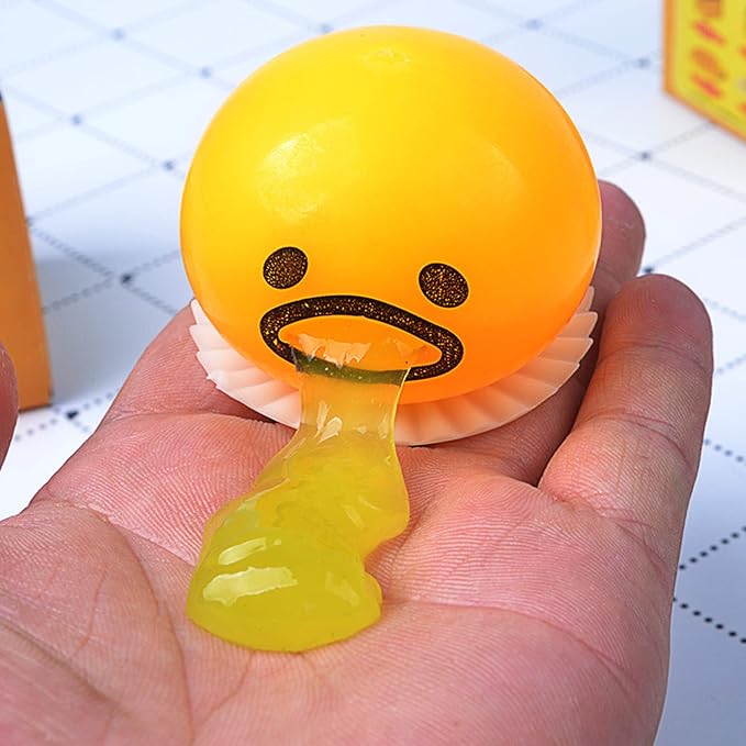 Vomiting Egg Slime Toy - Funny Prank Squeeze Stress Ball Puking Yolk, Novelty Fidget Relief Toy Gag Gift for Kids Adults, Christmas Stocking Stuffers & Birthday Parties