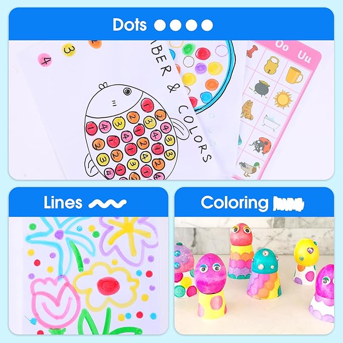 FUMILE 120 Pcs Dot Markers Bulk, 8 Colors Bingo Daubers Bulk for Toddlers,Washable Bingo Markers,Bingo Supplies,Dot Paint for Painting Supplies Drawing Coloring and Art Crafts(15 Boxs)
